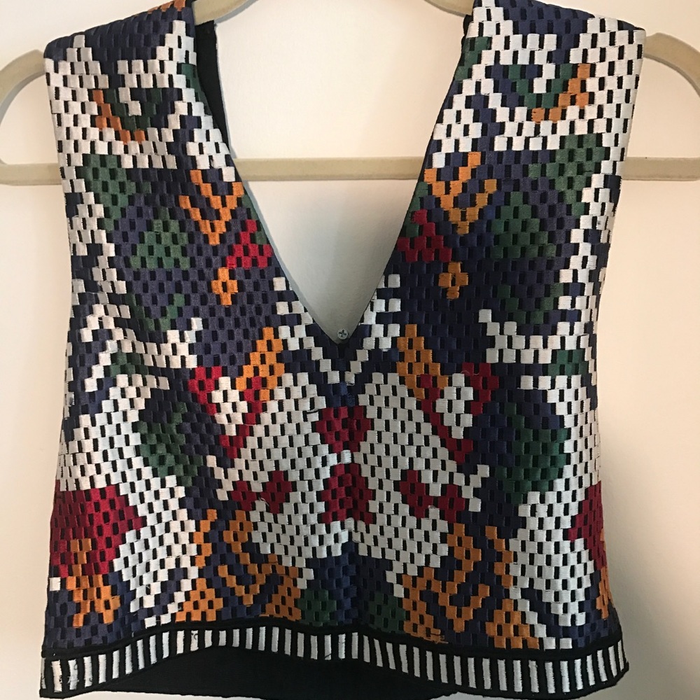 Zara multi-colored, patterned crop top